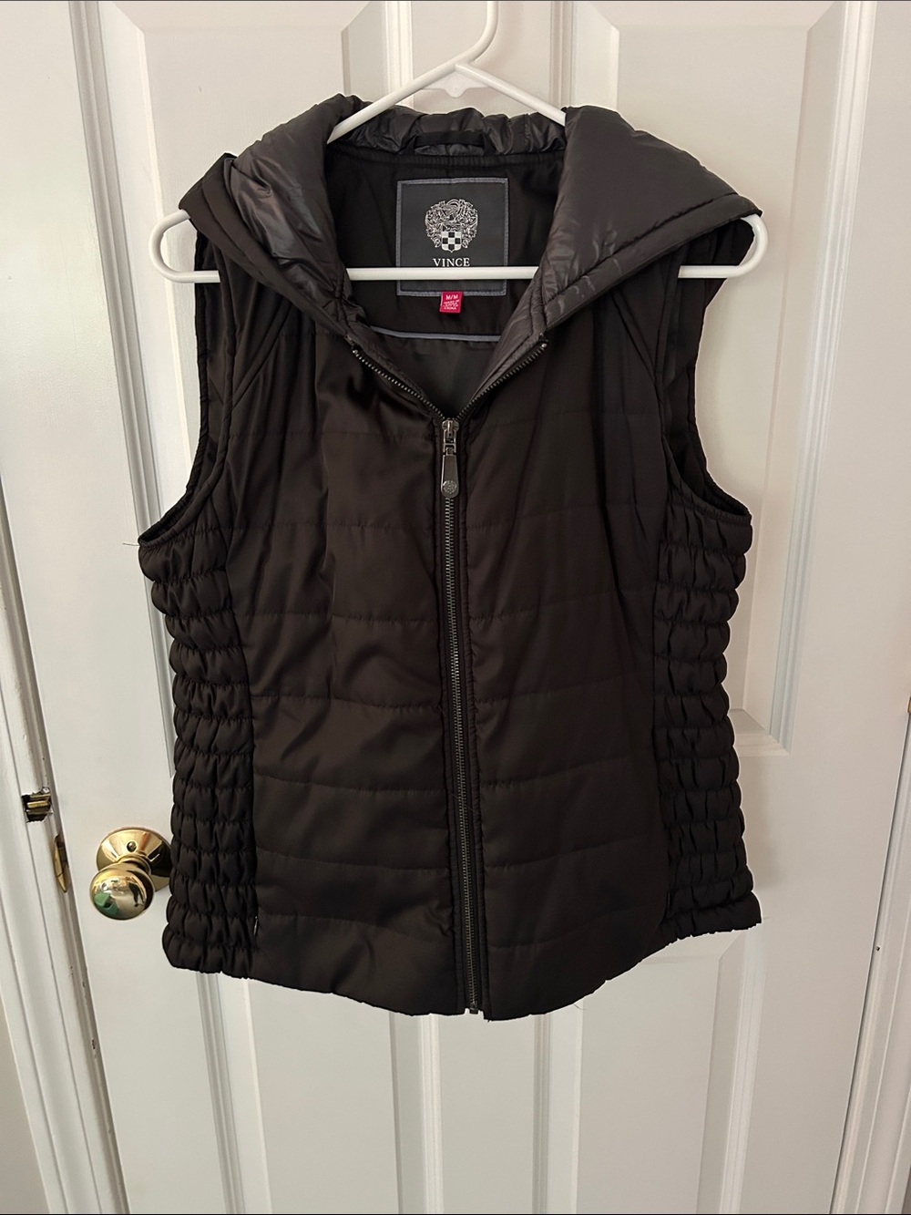 Vince Black Quilted Hooded Puffer Vest